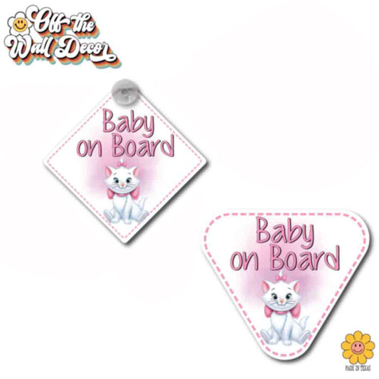 Marie Kitty | Baby on Board | Suction Cup Sign, Magnet OR Vinyl Decal Sticker