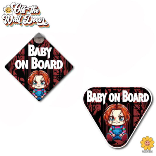 Character Chucky | Baby on Board | Suction Cup Sign, Magnet OR Vinyl Decal Sticker