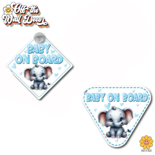 Baby Boy Elephant | Baby on Board | Suction Cup Sign, Magnet OR Vinyl Decal Sticker