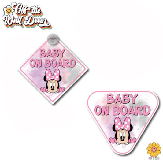 Baby Minnie | Baby on Board | Suction Cup Sign, Magnet OR Vinyl Decal Sticker