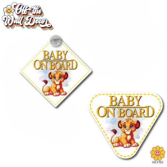 Simba | Baby on Board | Suction Cup Sign, Magnet OR Vinyl Decal Sticker