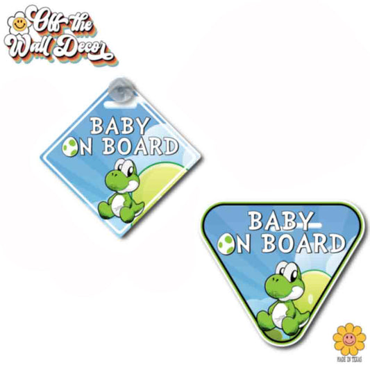 Baby Yoshi | Baby on Board | Suction Cup Sign, Magnet OR Vinyl Decal Sticker