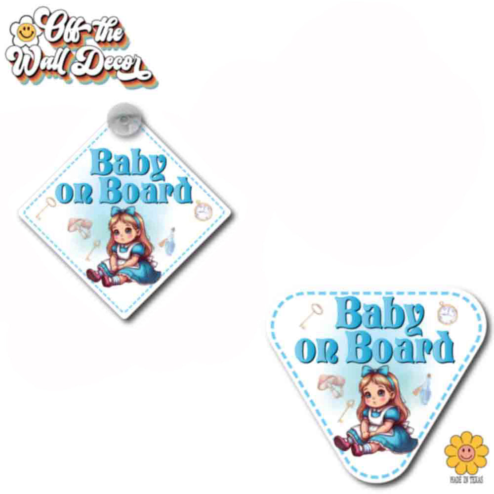 Little Alice in Wonderland | Baby on Board | Suction Cup Sign, Magnet OR Vinyl Decal Sticker