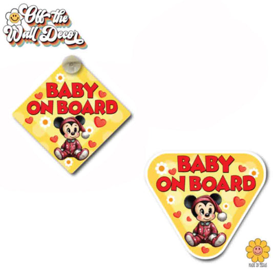 Baby Mickey | Baby on Board | Suction Cup Sign, Magnet OR Vinyl Decal Sticker