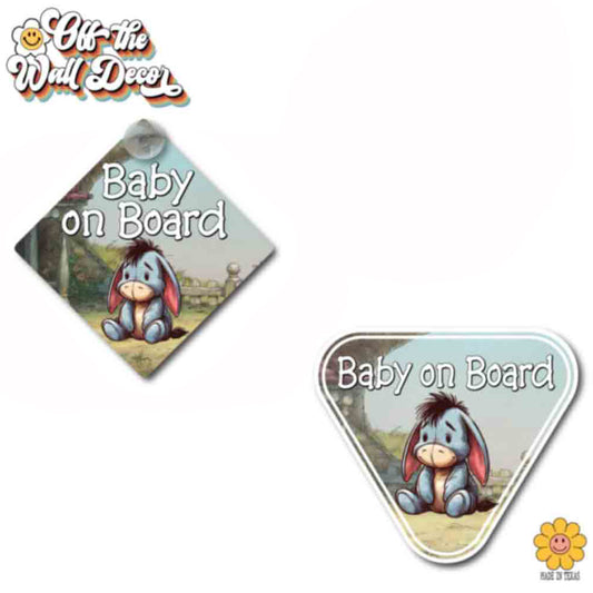 Baby Eeyore | Baby on Board | Suction Cup Sign, Magnet OR Vinyl Decal Sticker