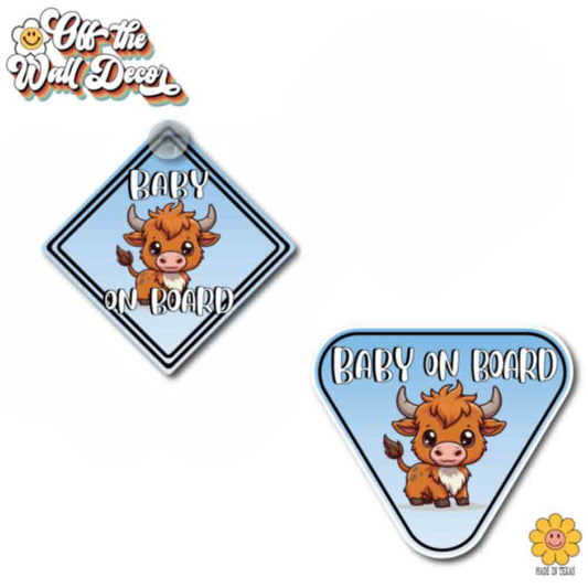 Baby Highland Cow | Baby on Board | Suction Cup Sign, Magnet OR Vinyl Decal Sticker