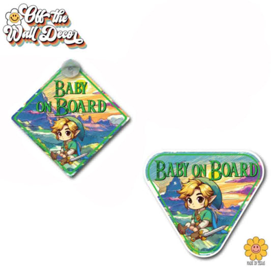 Link | Baby on Board | Suction Cup Sign, Magnet OR Vinyl Decal Sticker