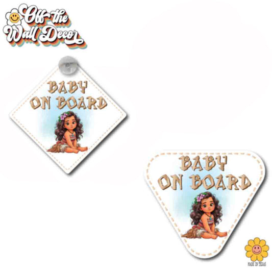 Moana Hawaiian Princess | Baby on Board | Suction Cup Sign, Magnet OR Vinyl Decal Sticker