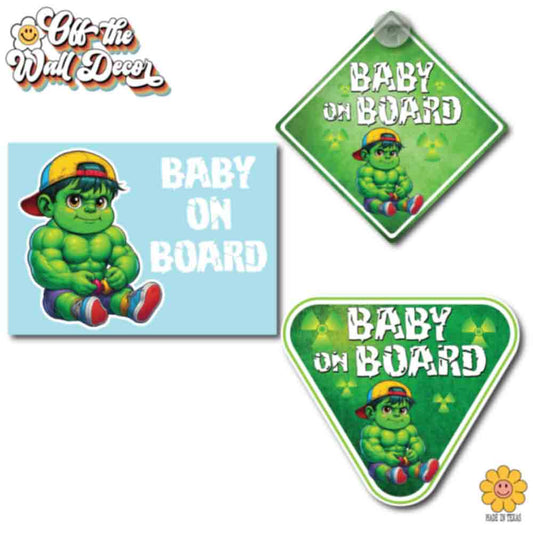 Baby Hulk | Baby on Board | Suction Cup Sign, Magnet OR Vinyl Decal Sticker