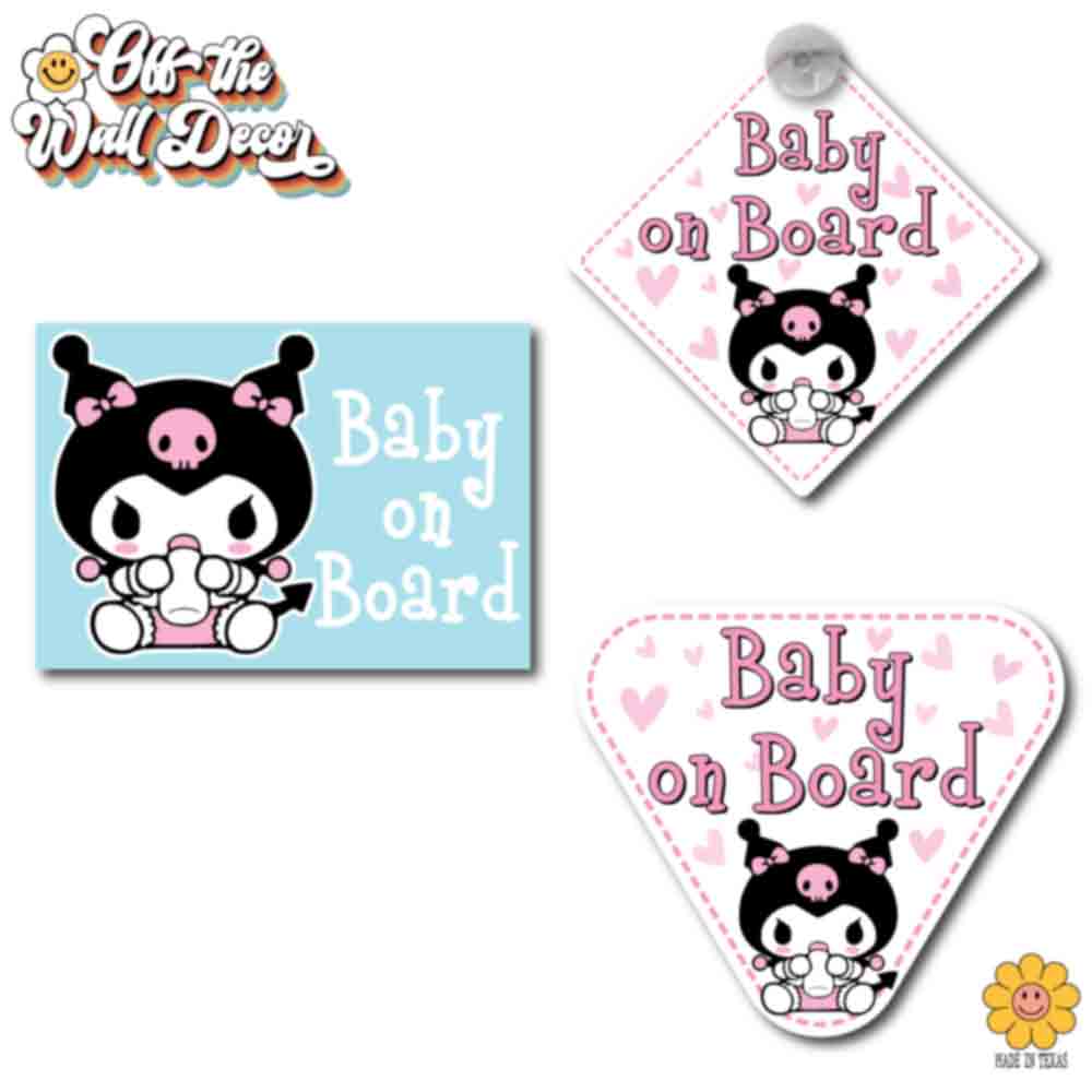 Baby Kuromi | Baby on Board | Suction Cup Sign, Magnet OR Vinyl Decal Sticker