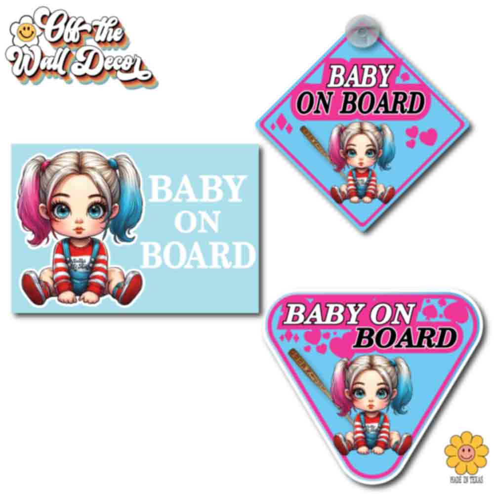 Baby Harley | Baby on Board | Suction Cup Sign, Magnet OR Vinyl Decal Sticker