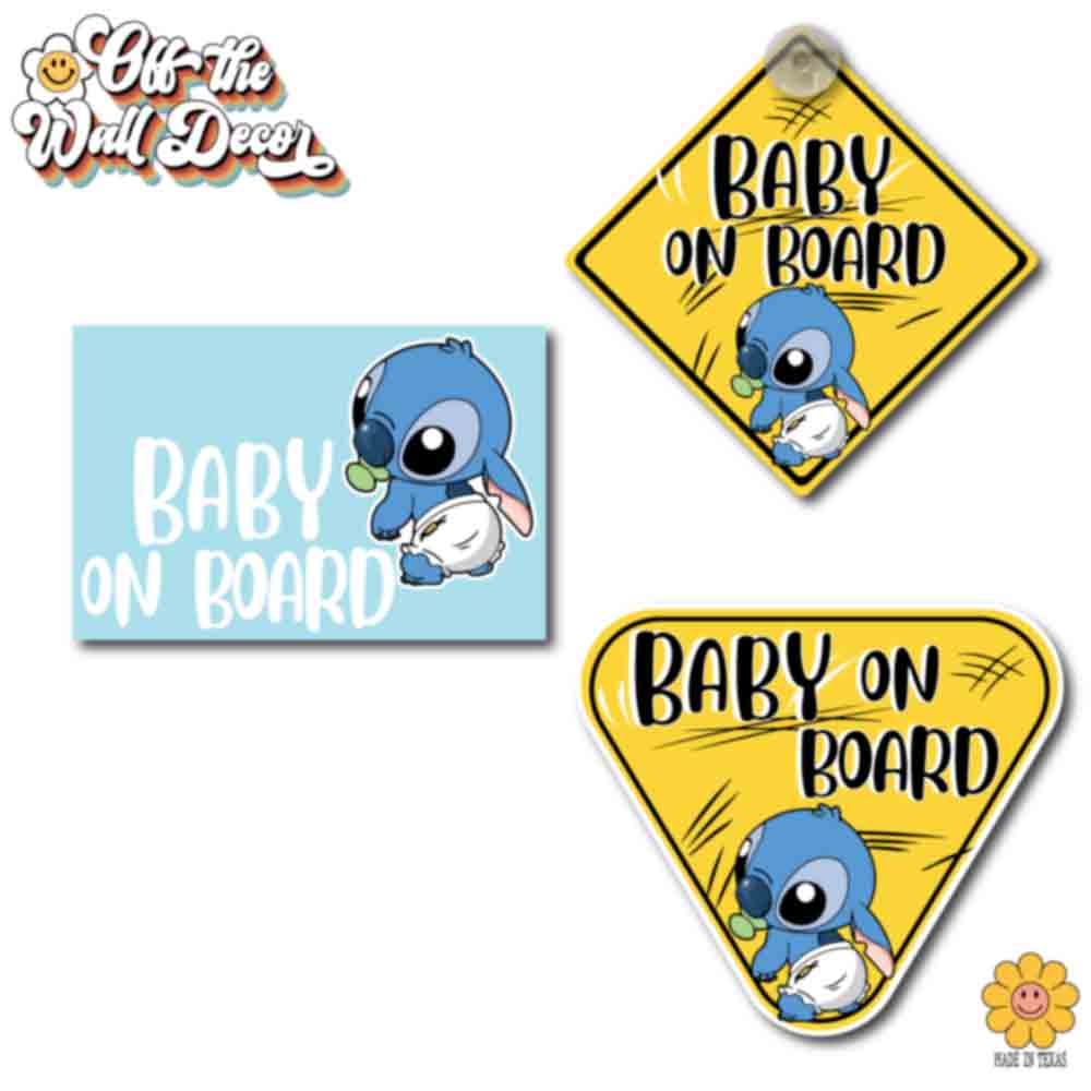 Baby Stitch | Baby on Board | Suction Cup Sign, Magnet OR Vinyl Decal Sticker