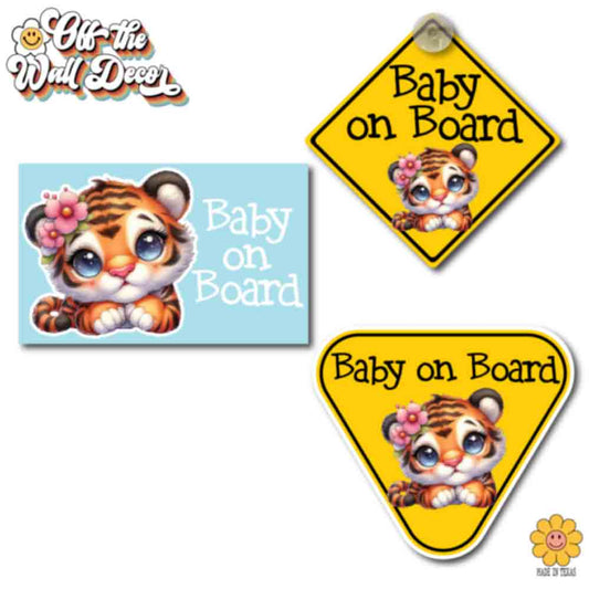 Baby Tiger | Baby on Board | Suction Cup Sign, Magnet OR Vinyl Decal Sticker