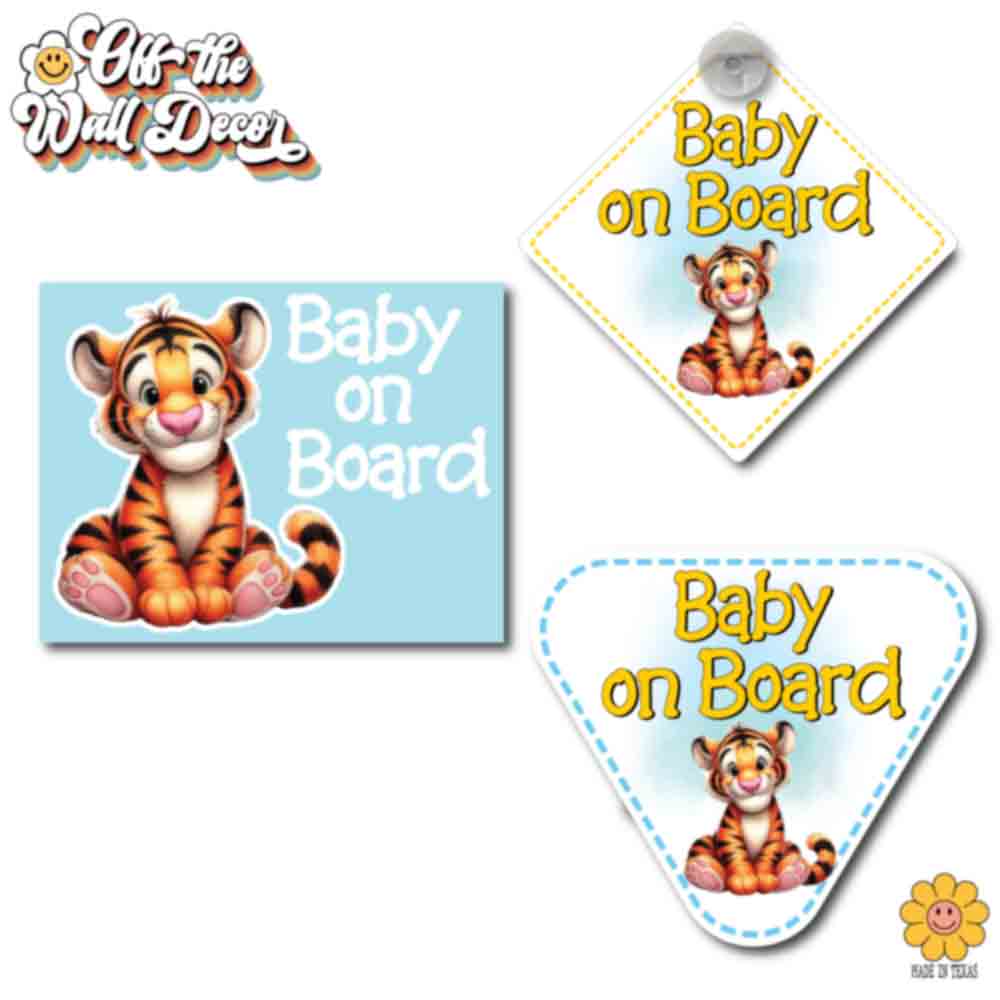 Baby Tigger | Baby on Board | Suction Cup Sign, Magnet OR Vinyl Decal Sticker