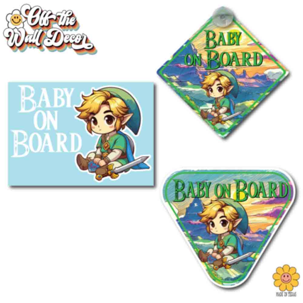 Link | Baby on Board | Suction Cup Sign, Magnet OR Vinyl Decal Sticker