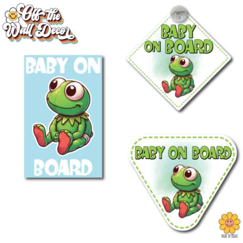 Baby Kermit | Baby on Board | Suction Cup Sign, Magnet OR Vinyl Decal Sticker