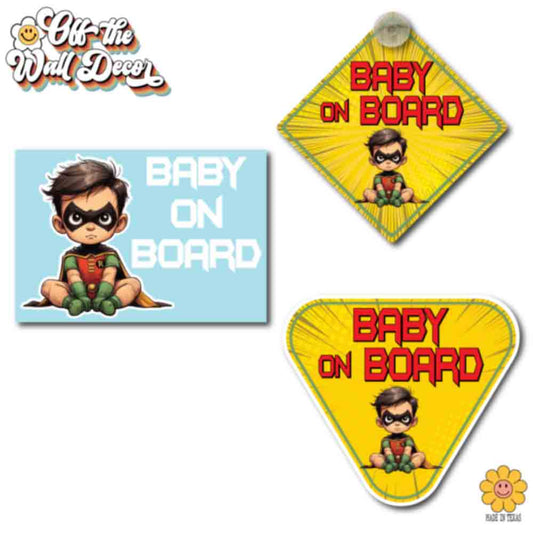 Little Hero Robin | Baby on Board | Suction Cup Sign, Magnet OR Vinyl Decal Sticker