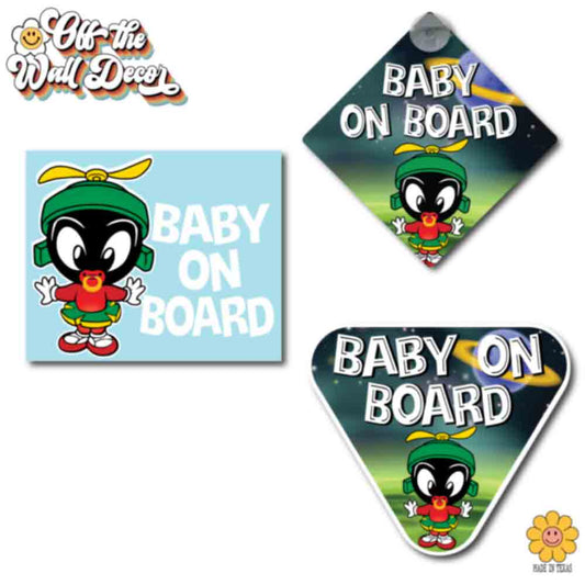 Marvin | Baby on Board | Suction Cup Sign, Magnet OR Vinyl Decal Sticker