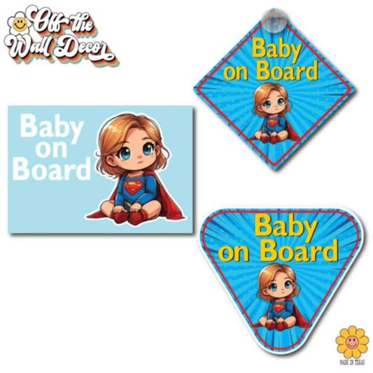 Little Hero Supergirl | Baby on Board | Suction Cup Sign, Magnet OR Vinyl Decal Sticker