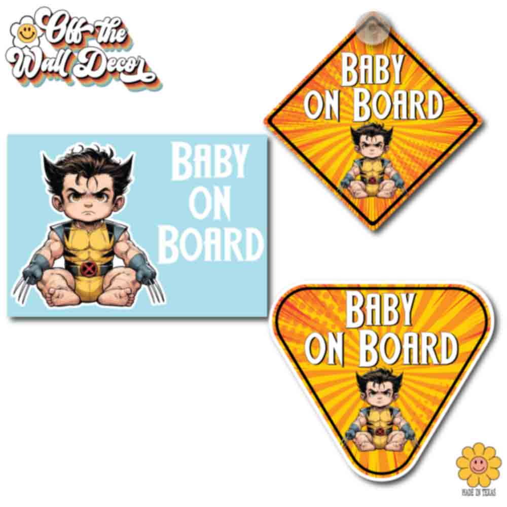Little Wolverine | Baby on Board | Suction Cup Sign, Magnet OR Vinyl Decal Sticker