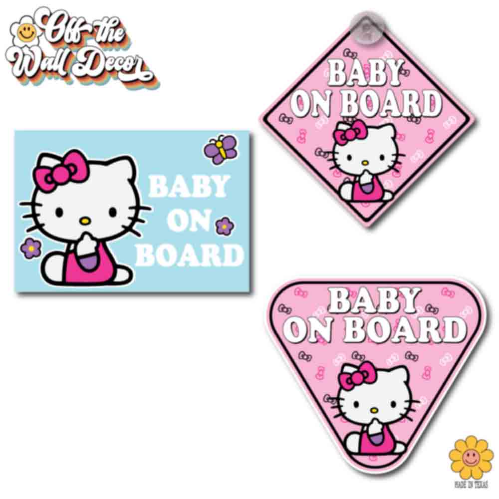 Hello Kitty | Baby on Board | Suction Cup Sign, Magnet OR Vinyl Decal Sticker