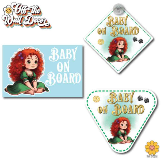 Little Princess Merida | Baby on Board | Suction Cup Sign, Magnet OR Vinyl Decal Sticker