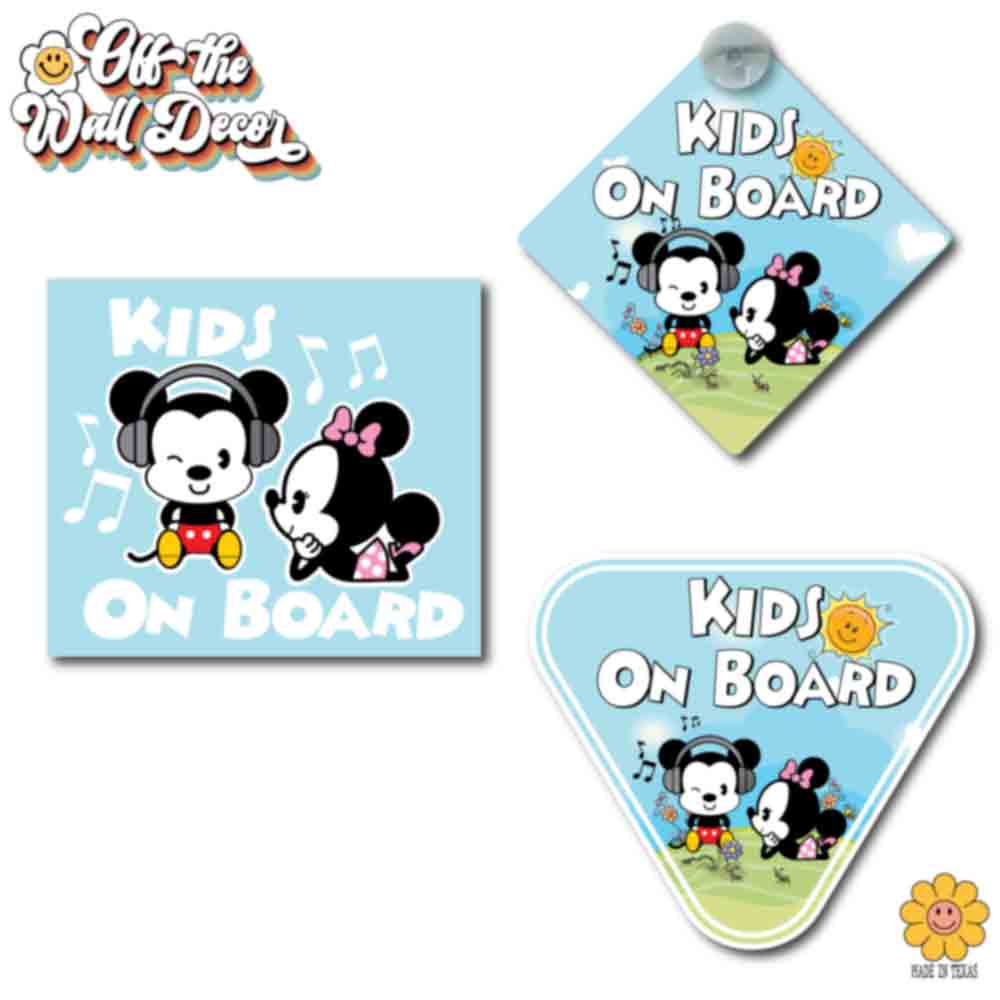 Mickey & Minnie Cuties | Kids on Board | Suction Cup Sign, Magnet OR Vinyl Decal Sticker