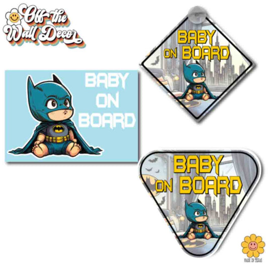 Little Hero Bat Dude | Baby on Board | Suction Cup Sign, Magnet OR Vinyl Decal Sticker