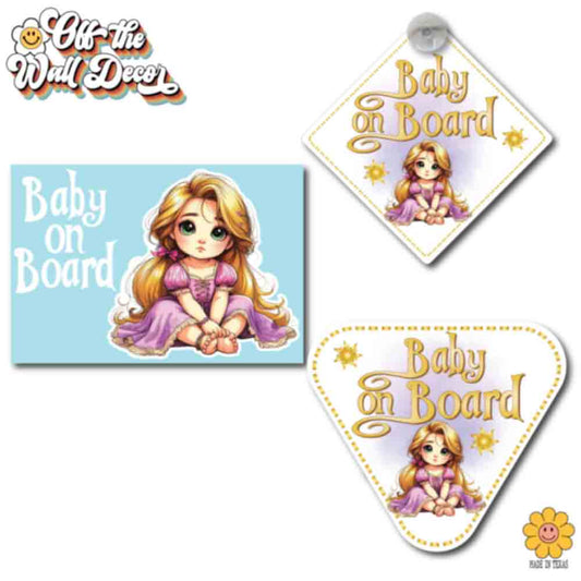 Baby Rapunzel | Baby on Board | Suction Cup Sign, Magnet OR Vinyl Decal Sticker