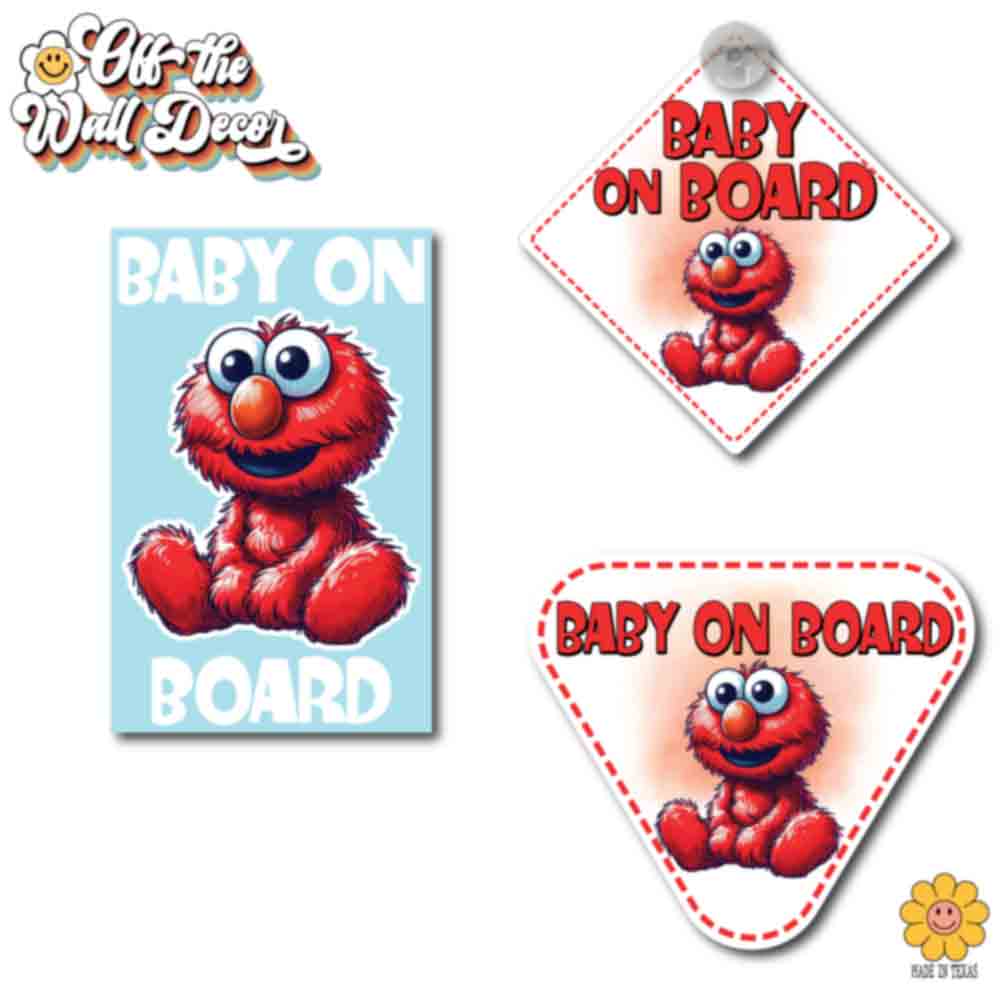 Baby Elmo | Baby on Board | Suction Cup Sign, Magnet OR Vinyl Decal Sticker
