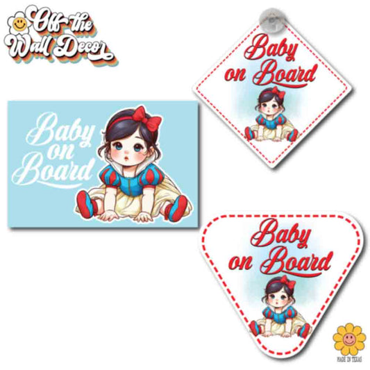Baby Snow White | Baby on Board | Suction Cup Sign, Magnet OR Vinyl Decal Sticker