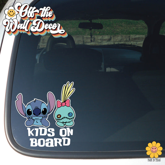 Stitch & Scrump | Kids on Board | Vinyl Decal Sticker