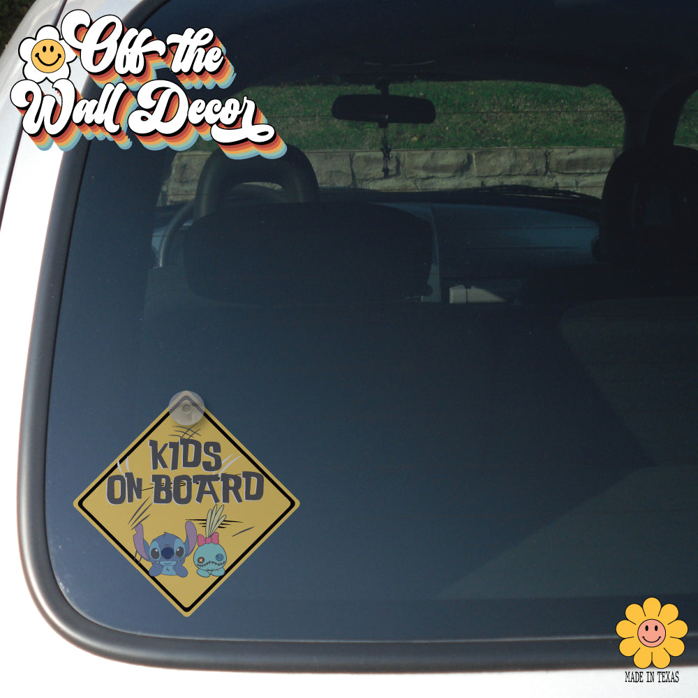 Stitch & Scrump | Kids on Board | Vinyl Decal Sticker