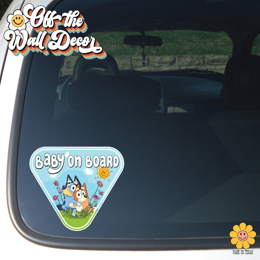 Bluey & Bingo | Baby on Board | Suction Cup Sign, Magnet OR Vinyl Decal Sticker