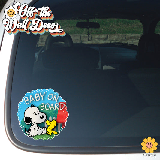Beagle Pup & Friend | Baby on Board | Suction Cup Sign, Magnet OR Vinyl Decal Sticker