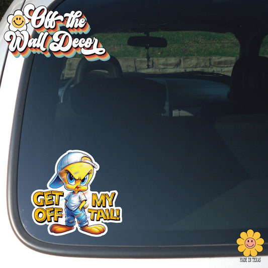Angry Yellow Bird | Get Off My Tail! | Vinyl Decal Sticker