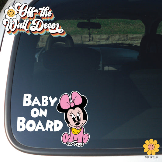 Baby Minnie | Baby on Board | Suction Cup Sign, Magnet OR Vinyl Decal Sticker