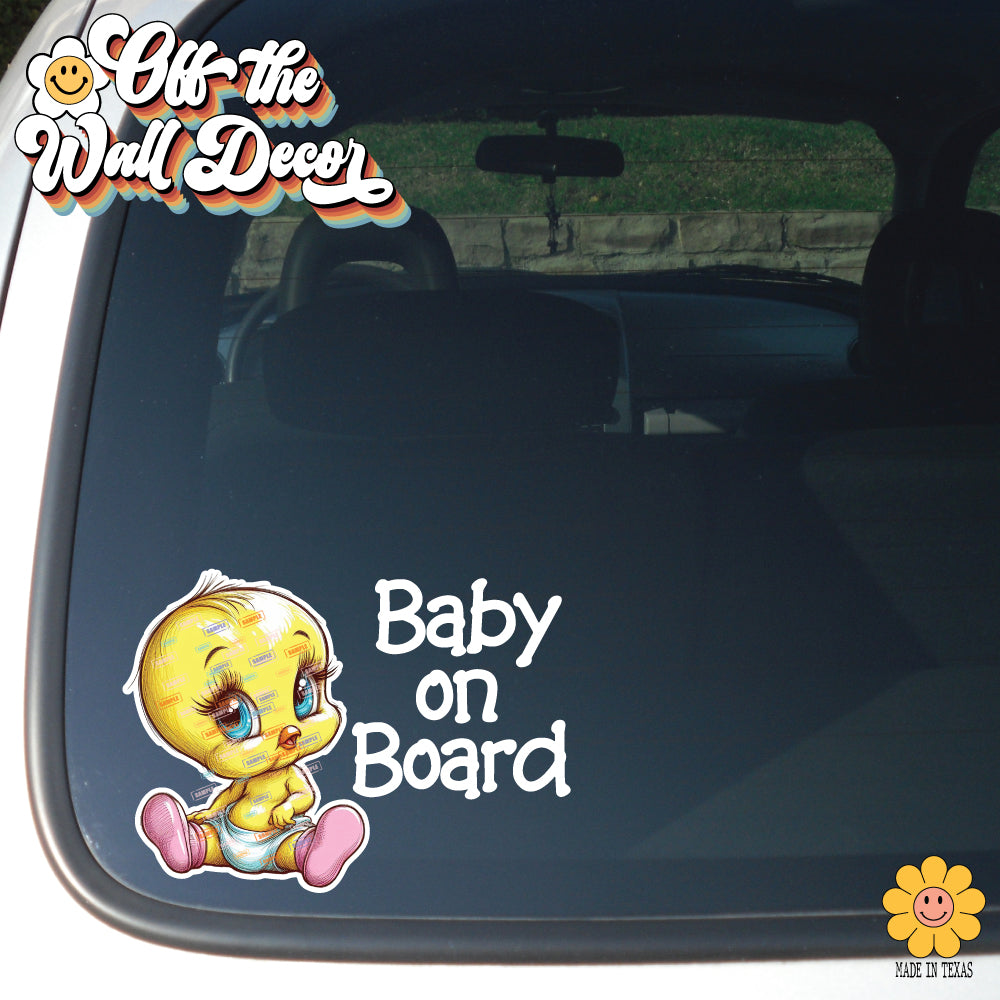 Baby Tweety Bird | Baby on Board | Suction Cup Sign, Magnet OR Vinyl Decal Sticker