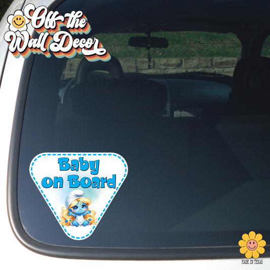 Little Smurfette | Baby on Board | Suction Cup Sign, Magnet OR Vinyl Decal Sticker