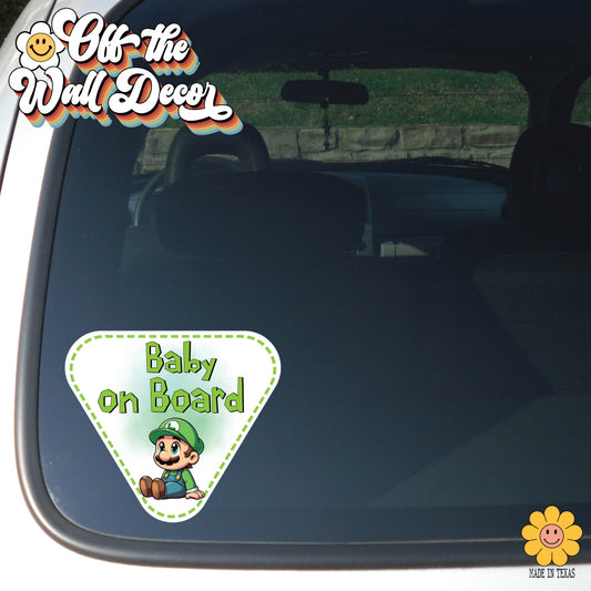 Baby Luigi | Baby on Board | Suction Cup Sign, Magnet OR Vinyl Decal Sticker