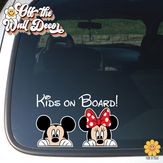 Mickey & Minnie | Kids on Board | Suction Cup Sign, Magnet OR Vinyl Decal Sticker