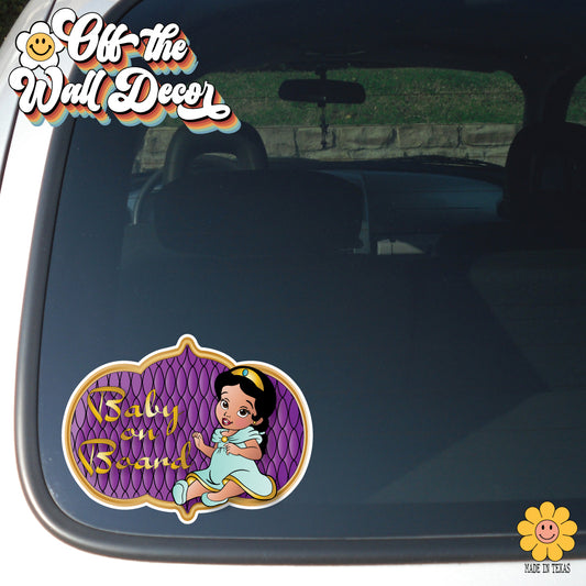 Baby Princess Jasmine | Baby on Board | Suction Cup Sign, Magnet OR Vinyl Decal Sticker