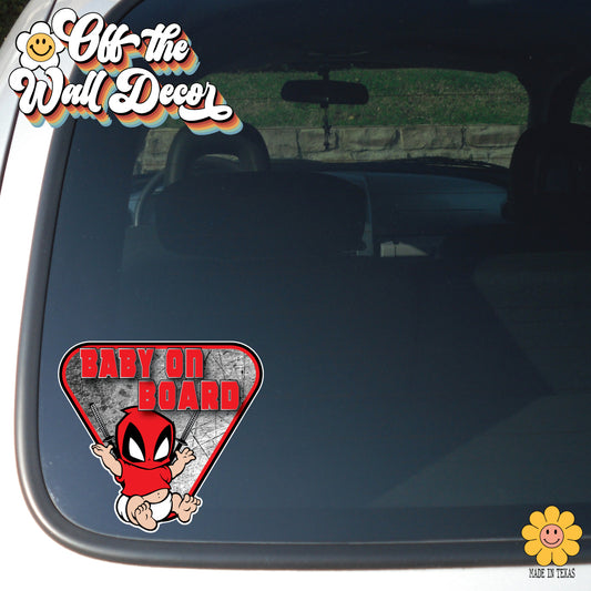 Baby DeadPool | Baby on Board | Suction Cup Sign, Magnet OR Vinyl Decal Sticker