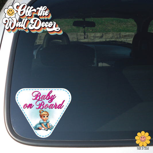 Little Cinderella | Baby on Board | Suction Cup Sign, Magnet OR Vinyl Decal Sticker