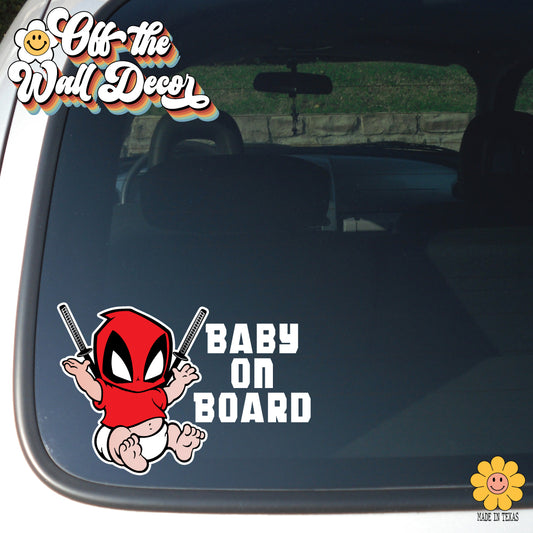 Baby DeadPool | Baby on Board | Suction Cup Sign, Magnet OR Vinyl Decal Sticker
