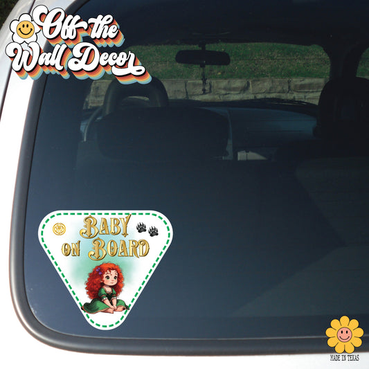 Little Princess Merida | Baby on Board | Suction Cup Sign, Magnet OR Vinyl Decal Sticker