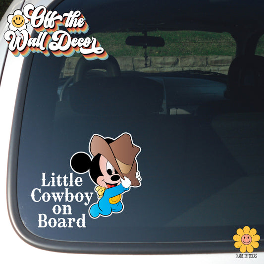Baby Cowboy Mickey | Baby on Board | Suction Cup Sign, Magnet OR Vinyl Decal Sticker