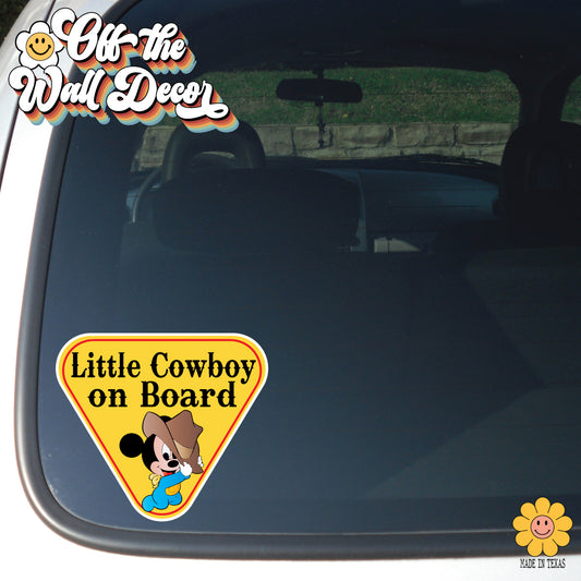 Baby Cowboy Mickey | Baby on Board | Suction Cup Sign, Magnet OR Vinyl Decal Sticker