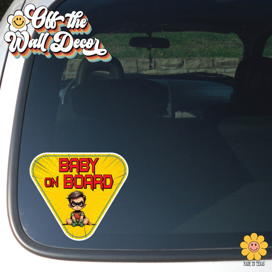 Little Hero Robin | Baby on Board | Suction Cup Sign, Magnet OR Vinyl Decal Sticker