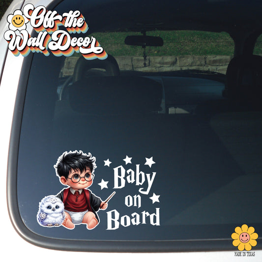 Little Wizard on Board | Baby on Board | Suction Cup Sign, Magnet OR Vinyl Decal Sticker